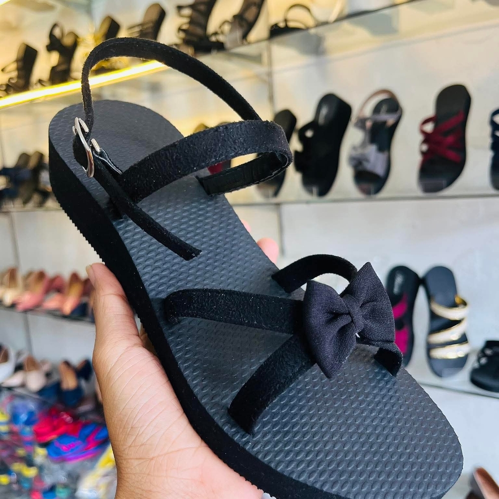 Lovers + Friends Black Bow Sandals